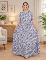 Mangai 3 Layer Frock Model Nighties Soft and Smooth Premium Quality Rayon Material , Fancy Frilled Sleeve, Side Pocket , Back tie Rope , Stylish Collection's for Trendy Women's (MRK)