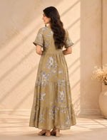 Floral Print Rayon Frilled Sleeve Full Frock with Side Pocket | Mangai Nighties
