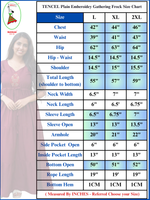 Tencel Plain Embroidery Full Frock with Front Gathering - Mangai Nighties
