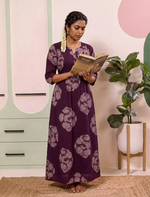 Floral Print Kurti Style Long Sleeve with Pocket – Mangai Nighties