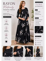 Rayon Feeding Maternity Long Frock - Mangai Nighties