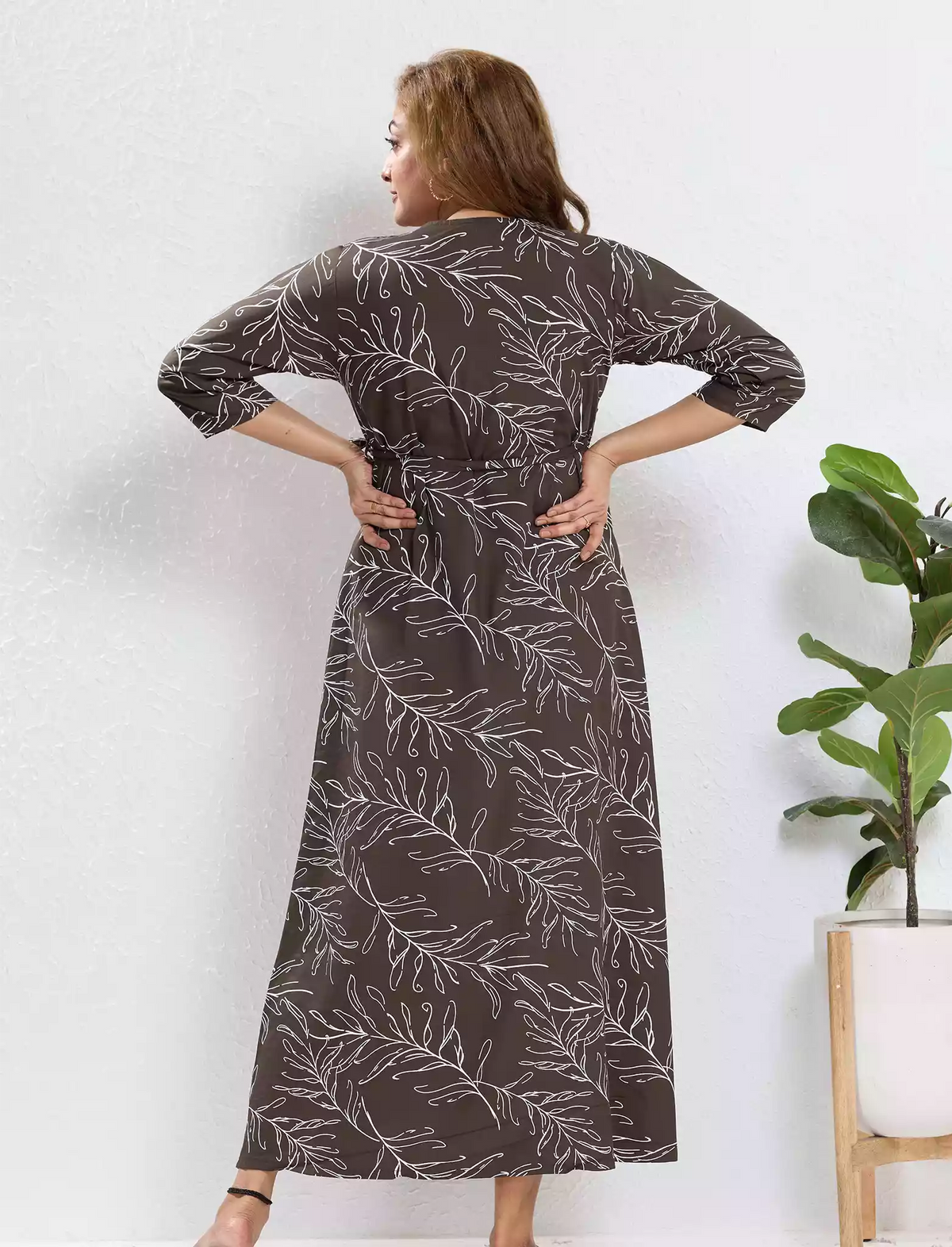 Rayon Maternity Feeding Long Frock Back View - Mangai Nighties