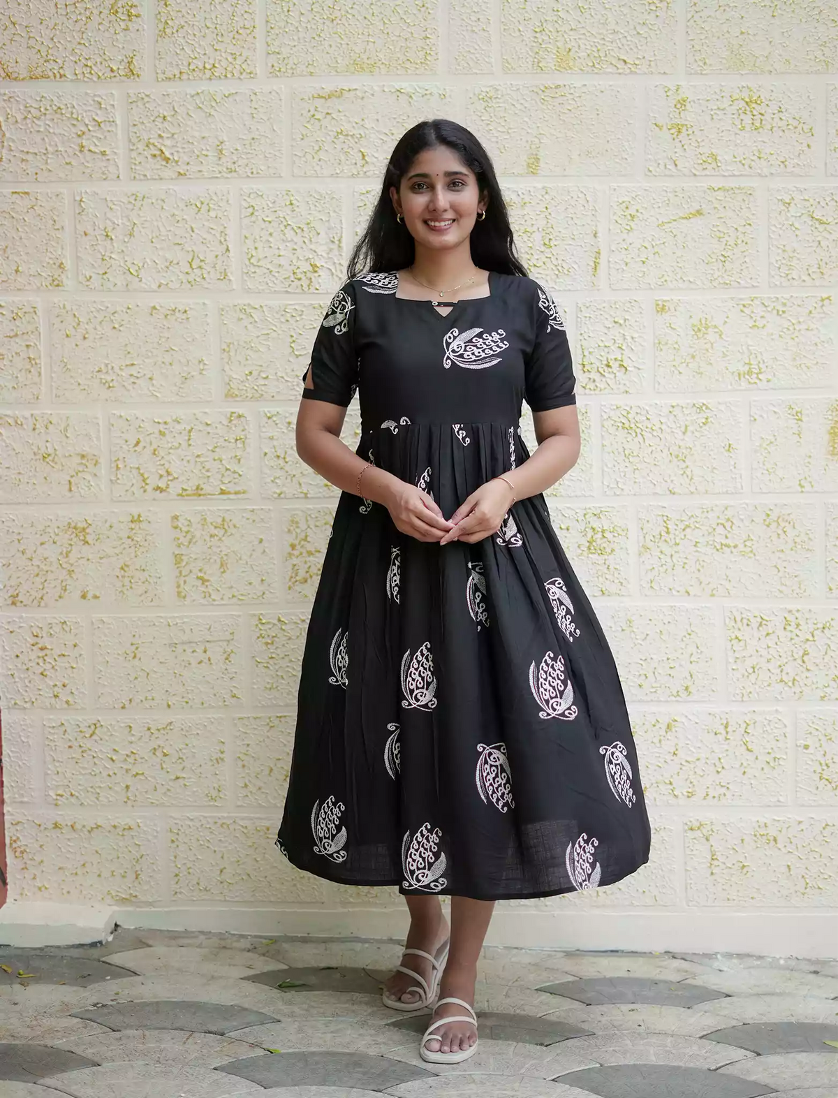 Rayon Paisley Print Casual Maxi Dress | Mangai Nighties