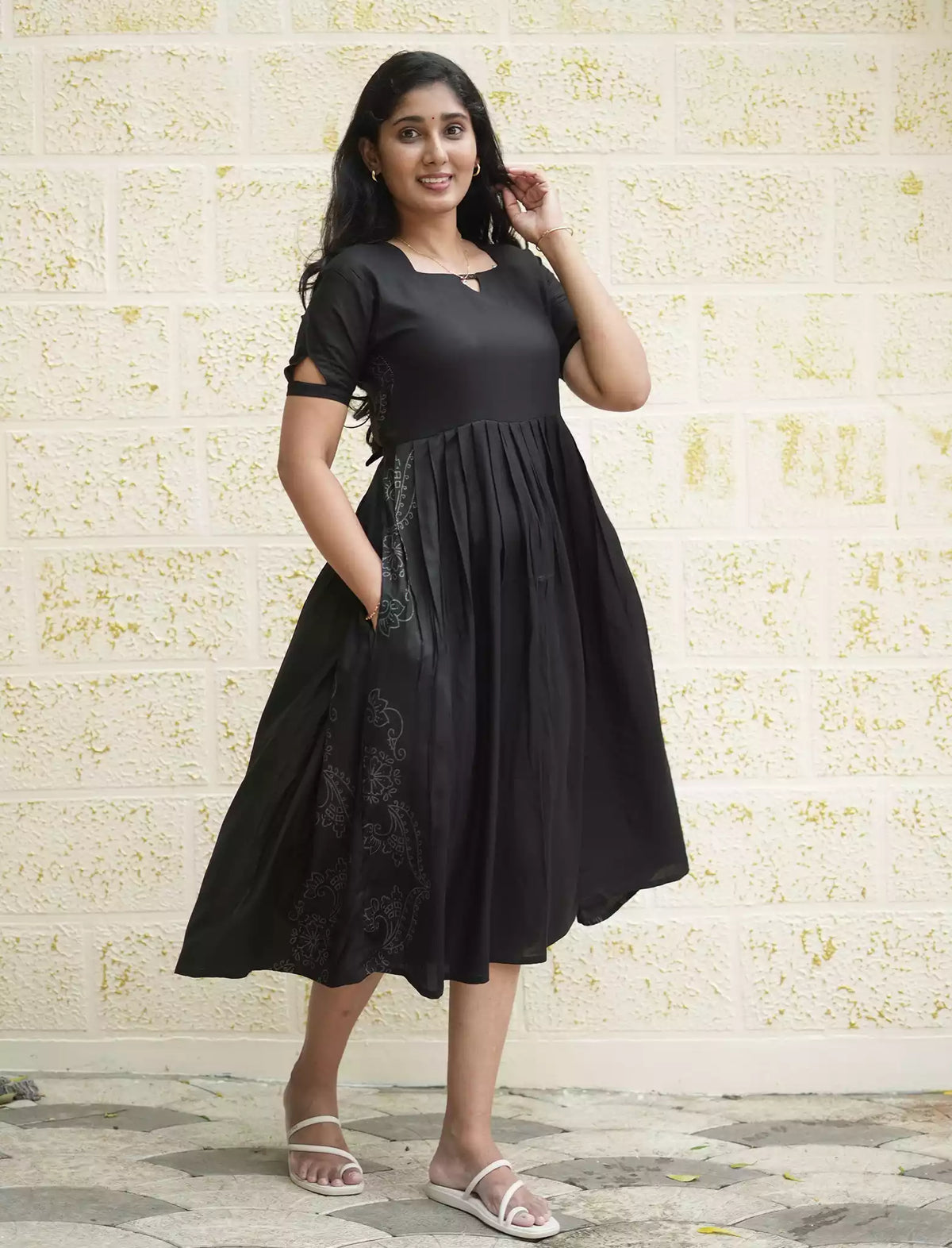 Rayon Stylish Neck Casual Wear Maxi Dress | Mangai Nighties