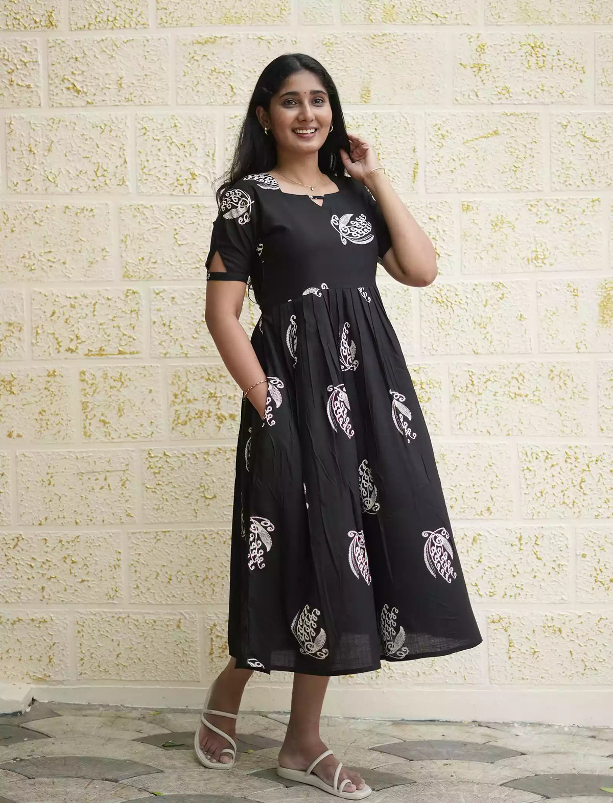 Rayon Paisley Print Casual Maxi Dress | Mangai Nighties
