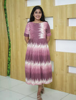 Abstract Brush Print Cotton Maxi Frock with Back Tie | Mangai Nighties