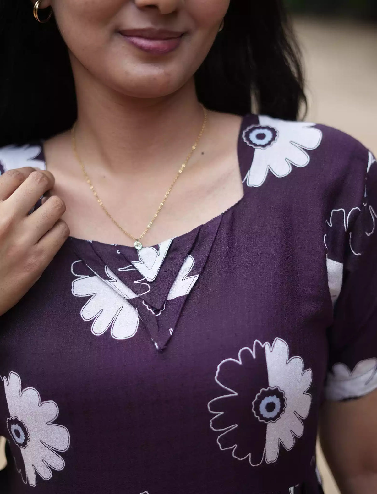 Rayon Floral Print Casual Wear Maxi Dress with Pocket | Mangai Nighties