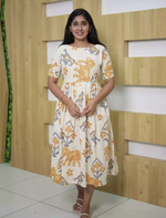 Abstract Print Cotton Maxi Frock with Pocket & Back Tie | Mangai Nighties