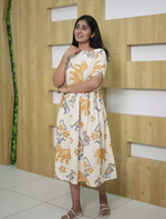 Abstract Print Cotton Maxi Frock with Pocket & Back Tie | Mangai Nighties