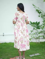 Abstract Print Cotton Maxi Frock with Pocket & Back Tie | Mangai Nighties