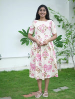 Abstract Print Cotton Maxi Frock with Pocket & Back Tie | Mangai Nighties