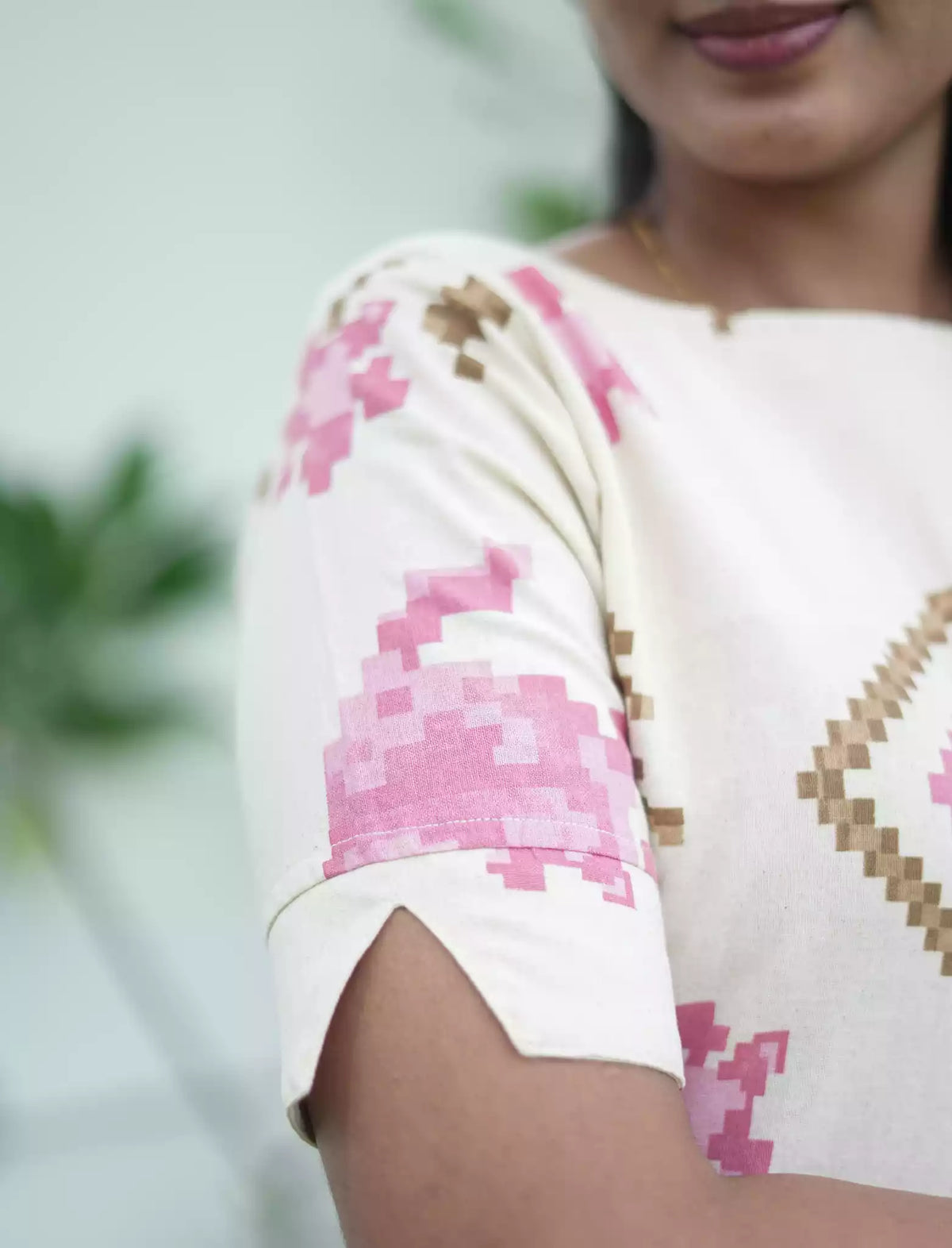 Abstract Print Cotton Maxi Frock with Pocket & Back Tie | Mangai Nighties