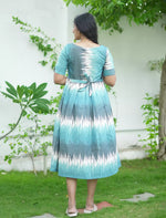 Abstract Brush Print Cotton Maxi Frock with Back Tie | Mangai Nighties