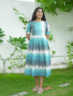 Abstract Brush Print Cotton Maxi Frock with Back Tie | Mangai Nighties
