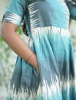 Abstract Brush Print Cotton Maxi Frock with Back Tie | Mangai Nighties