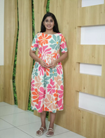 Abstract Floral Print Cotton Maxi Frock with Pocket | Mangai Nighties
