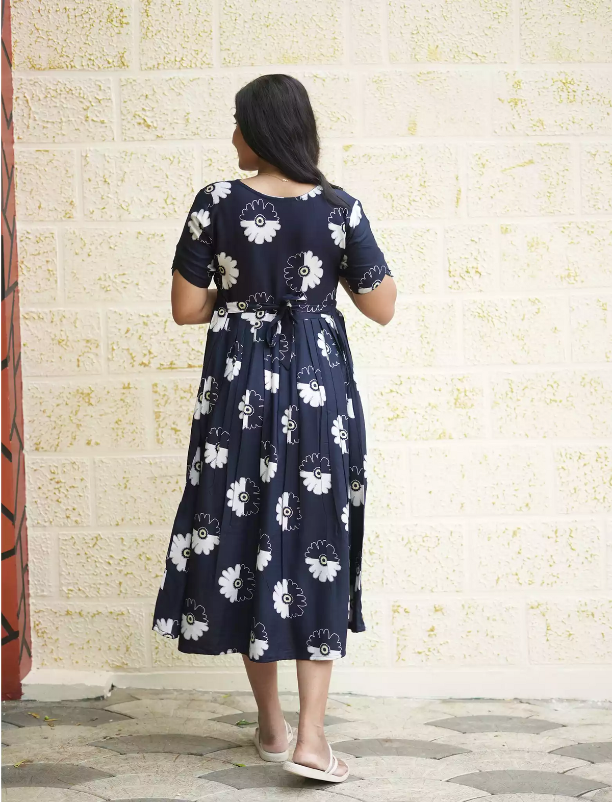 Rayon Floral Print Casual Wear Maxi Dress with Pocket | Mangai Nighties