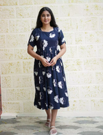 Rayon Floral Print Casual Wear Maxi Dress with Pocket | Mangai Nighties