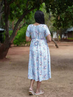 Rayon Floral Print Boat Neck Maxi Dress | Mangai Nighties