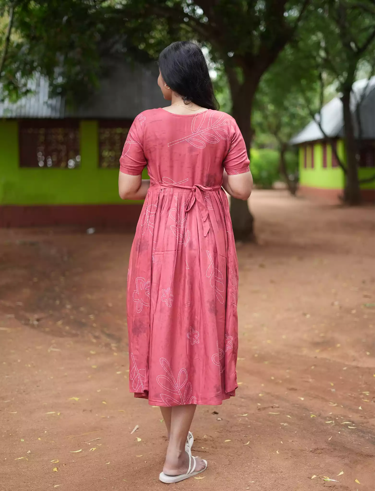 Rayon Floral Print Casual Wear Maxi Dress | Mangai Nighties