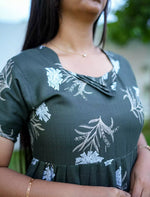 Rayon Floral Print Maxi Dress with Pocket | Mangai Nighties