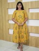 Floral Embroidery Cotton Maxi Frock with Back Tie | Mangai Nighties