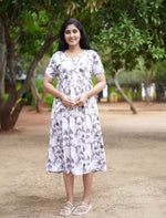 Rayon Floral Print Casual Maxi Dress with Boat Neck| Mangai Nighties