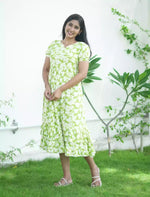 Rayon Tropical Floral Print Maxi Frock with Frilled Bottom - Mangai Nighties