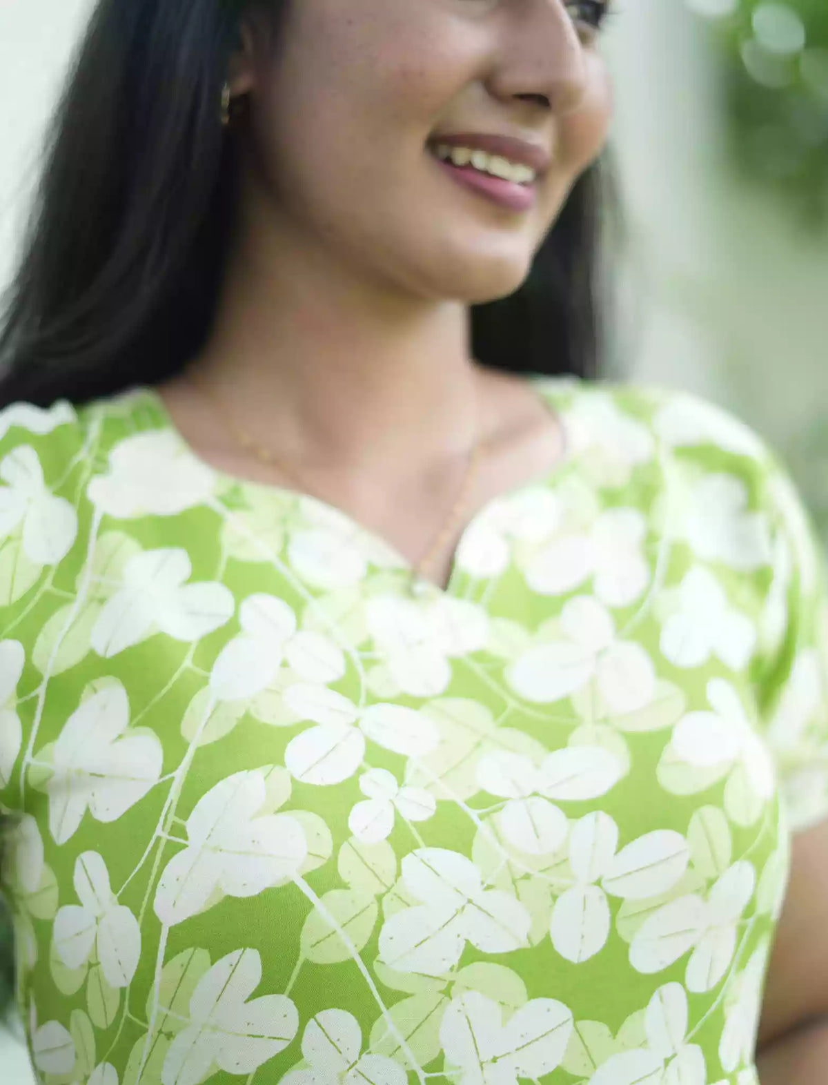 Rayon Tropical Floral Print Maxi Frock with Frilled Bottom - Mangai Nighties