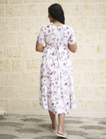Rayon Floral Print Casual Maxi Dress with Boat Neck| Mangai Nighties