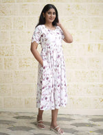 Rayon Floral Print Casual Maxi Dress with Boat Neck| Mangai Nighties