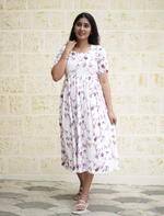 Rayon Floral Print Casual Maxi Dress with Boat Neck| Mangai Nighties