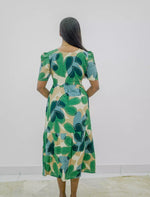 Rayon Puff Sleeve Foil Print Maxi Frock with Front Tie | Mangai Nighties