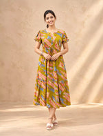 Rayon Abstract Foil Print Double Layer Sleeve Maxi | Mangai Nighties