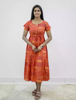 Rayon Foil Print Double Layer Sleeve Maxi with Front Tie | Mangai Nighties