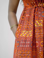 Rayon Foil Print Double Layer Sleeve Maxi with Front Tie | Mangai Nighties