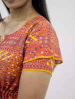 Rayon Foil Print Double Layer Sleeve Maxi with Front Tie | Mangai Nighties