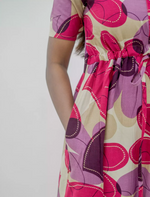 Rayon Puff Sleeve Foil Print Maxi Frock with Front Tie | Mangai Nighties