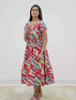 Rayon Abstract Foil Print Double Layer Sleeve Maxi | Mangai Nighties