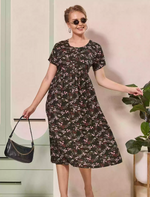 Floral Printed Regular Sleeve Button Front Maxi | Mangai Nighties