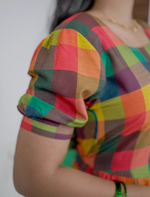 Rayon Vibrant Multicolour Madras Checks Maxi Frock with Back Tie Rope - Mangai Nighties