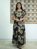 Alpine Floral Print 3 Layer Frock with Back Tie - Mangai Nighties