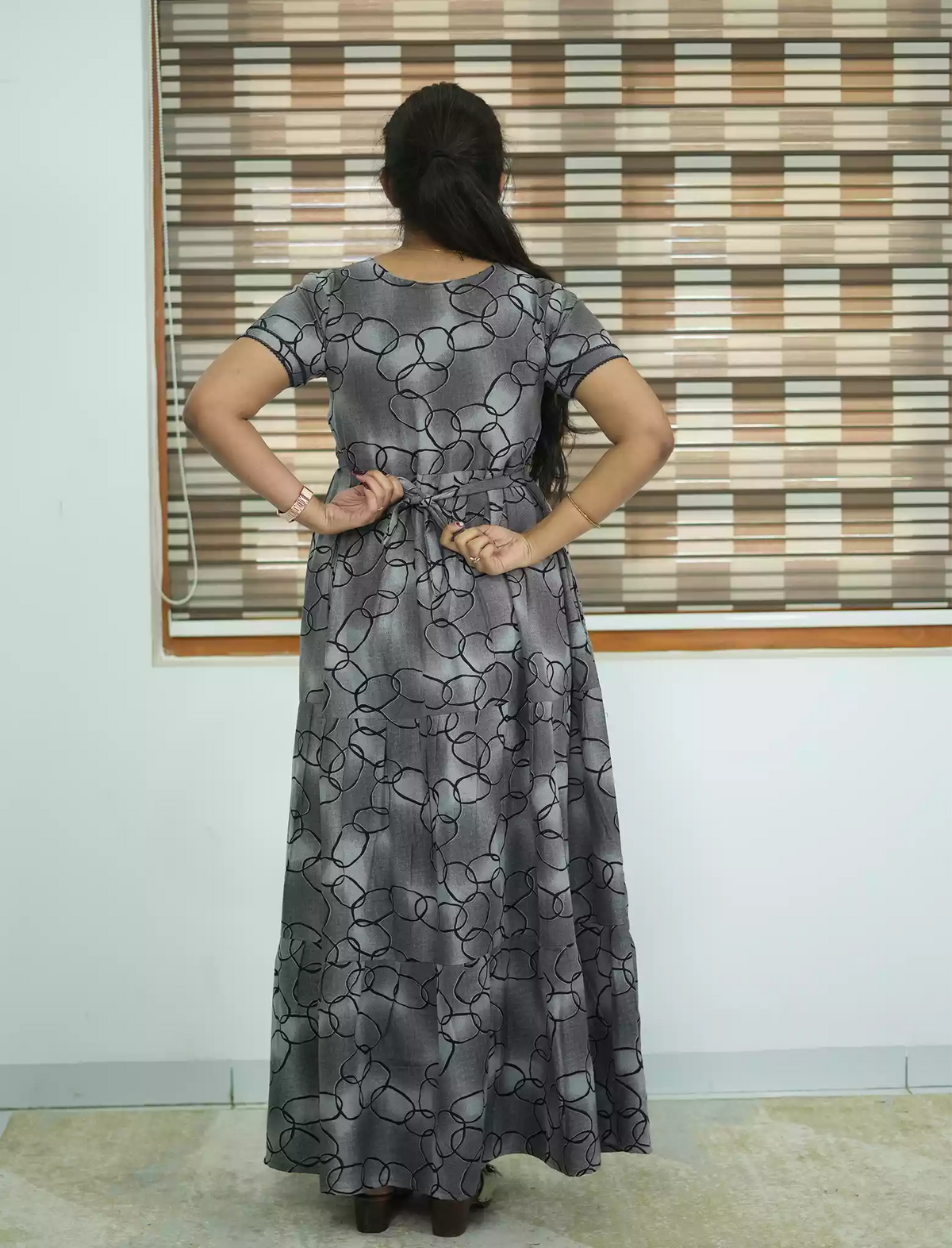 Alpine Contemporary Print 3 Layer Frock - Mangai Nighties