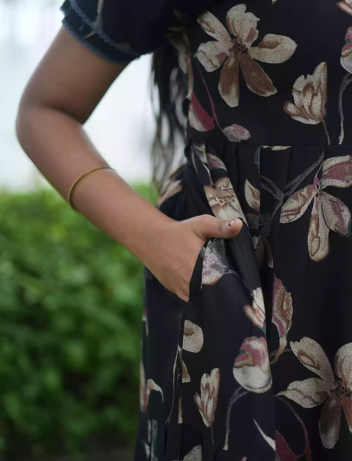 Alpine Floral Print 3 Layer Full Frock with Back Tie - Mangai Nighties