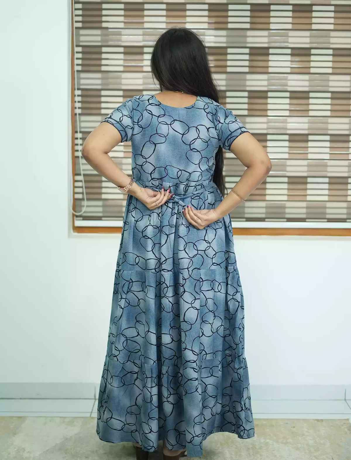 Alpine Contemporary Print 3 Layer Frock - Mangai Nighties