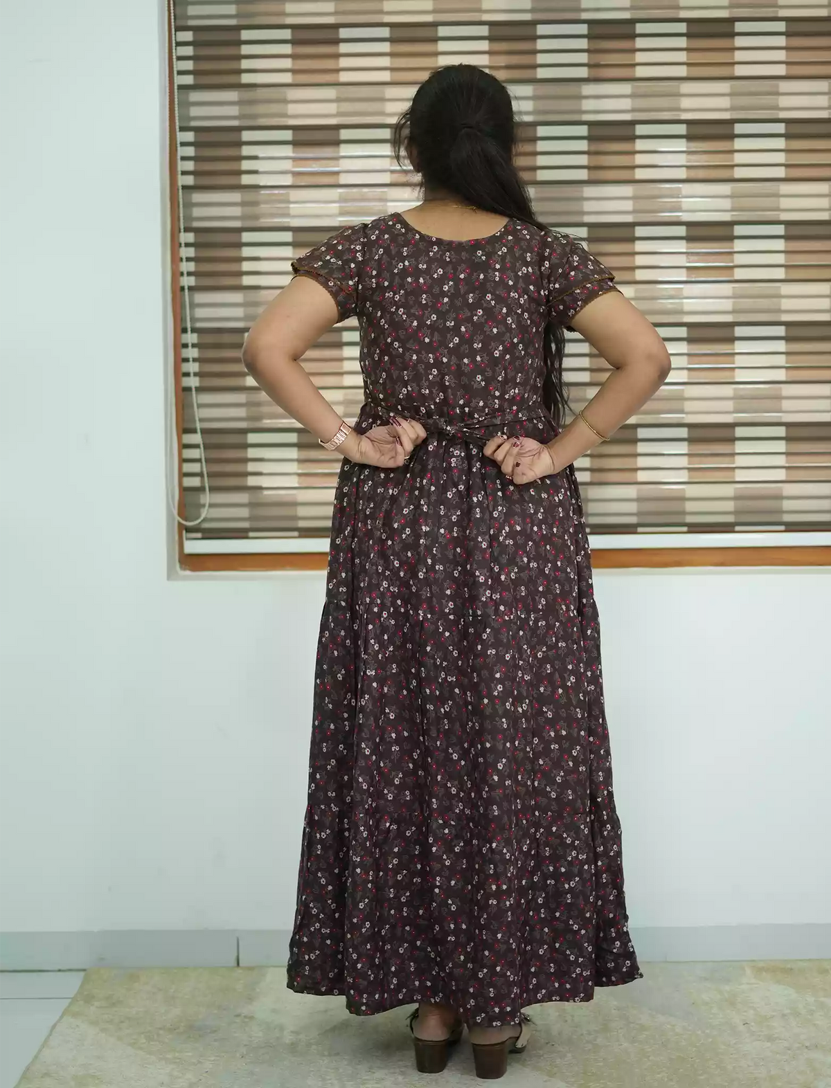 Alpine Tiny Floral Print 3 Layer Frock - Mangai Nighties