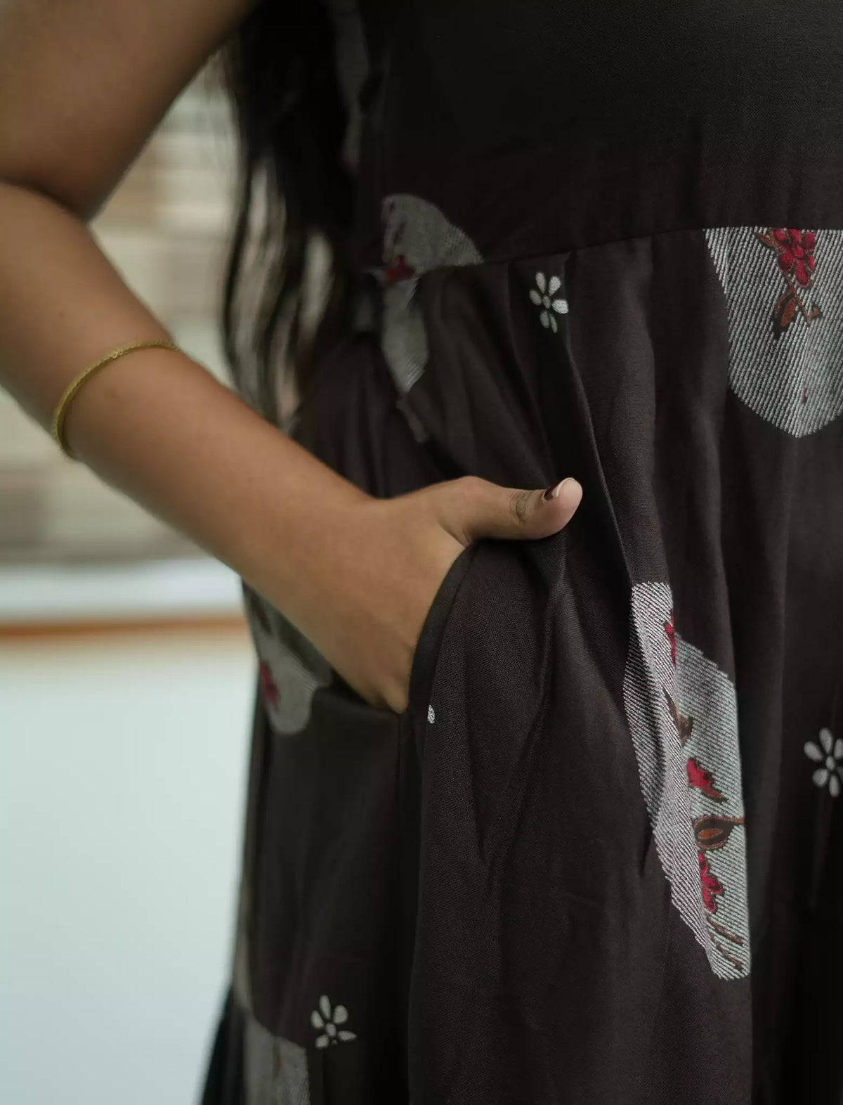 Alpine Circular Floral Print 3 Layer Frock - Mangai Nighties