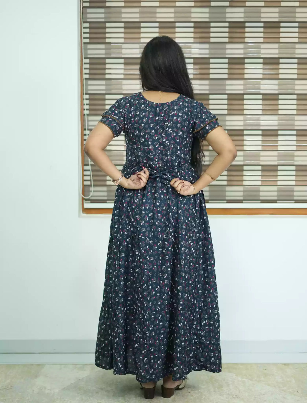 Alpine Tiny Floral Print 3 Layer Frock - Mangai Nighties