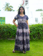Alpine Leaf Print 3 Layer Frock | Back Tie - Mangai Nighties