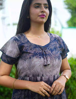 Alpine Leaf Print 3 Layer Frock | Back Tie - Mangai Nighties